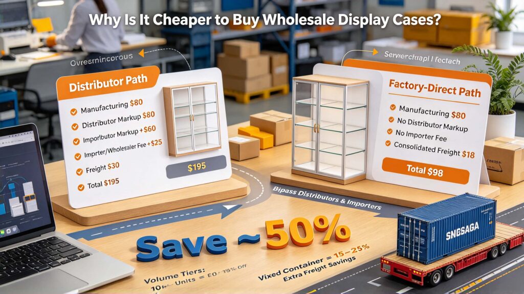 Why is it cheaper to buy wholesale display cases?