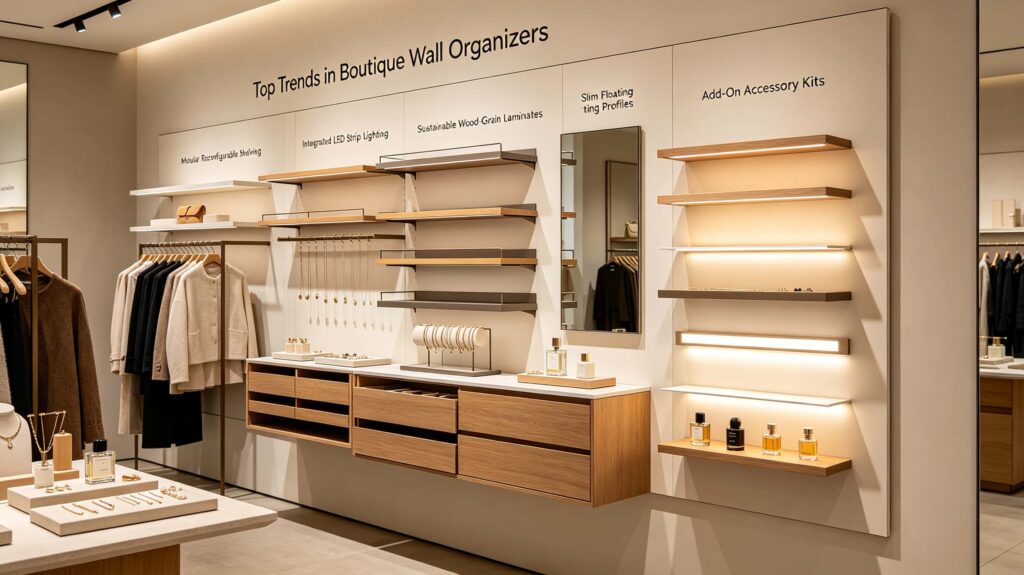 What are the current trends in wall organizers for boutiques?