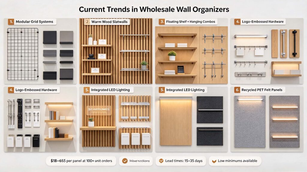 What are the current trends in wholesale wall organizers for boutiques?
