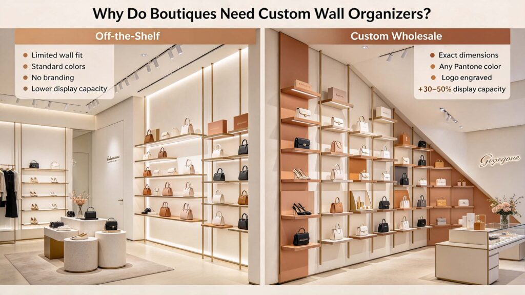 Why do boutiques need custom wall organizers?