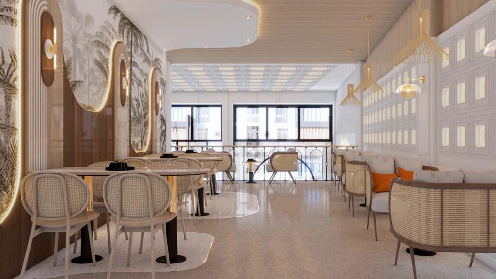 How To Design A Two-Story Bakery Shop With Arched Wall Features