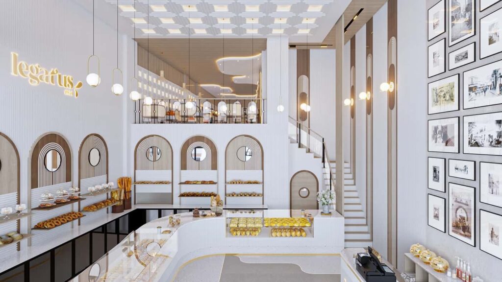 Modern Bakery Cafe Interior Design: Curved & Arch Style Case Study
