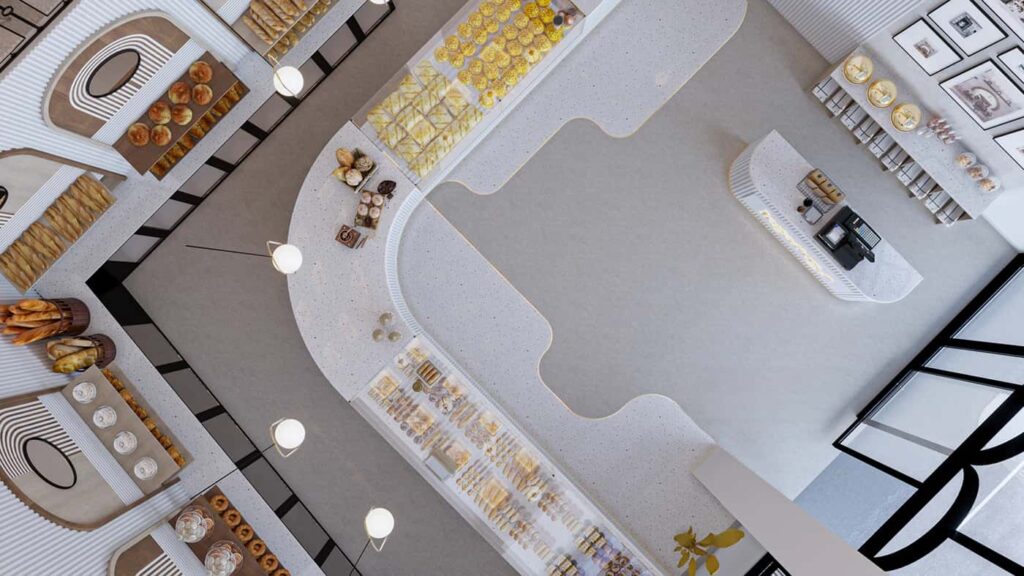 White Fluted Wall Bakery Interior: Full Project Showcase