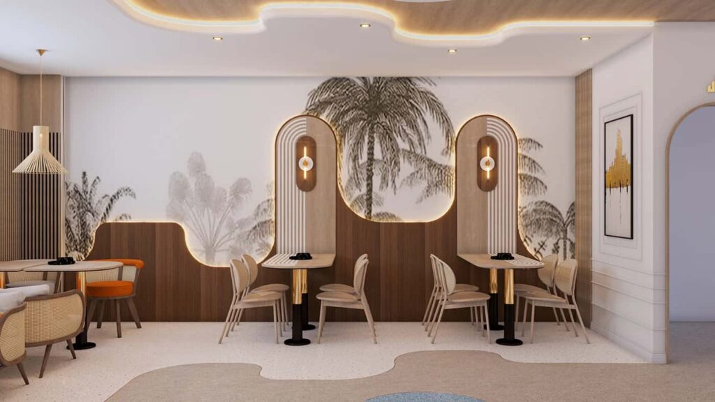 Two-Level Pastry Shop Design With Boho & Modern Arch Details