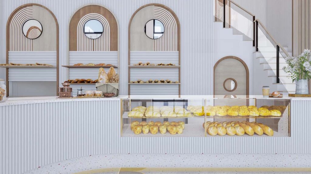Bright Neutral Bakery Shop Interior For Pastry & Coffee Business