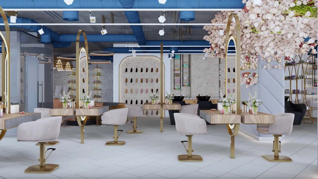 Industrial Glam Salon Interior Design Example