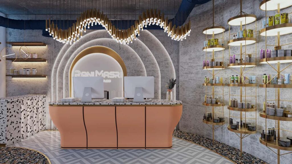 Industrial Glam Salon Interior Design Example