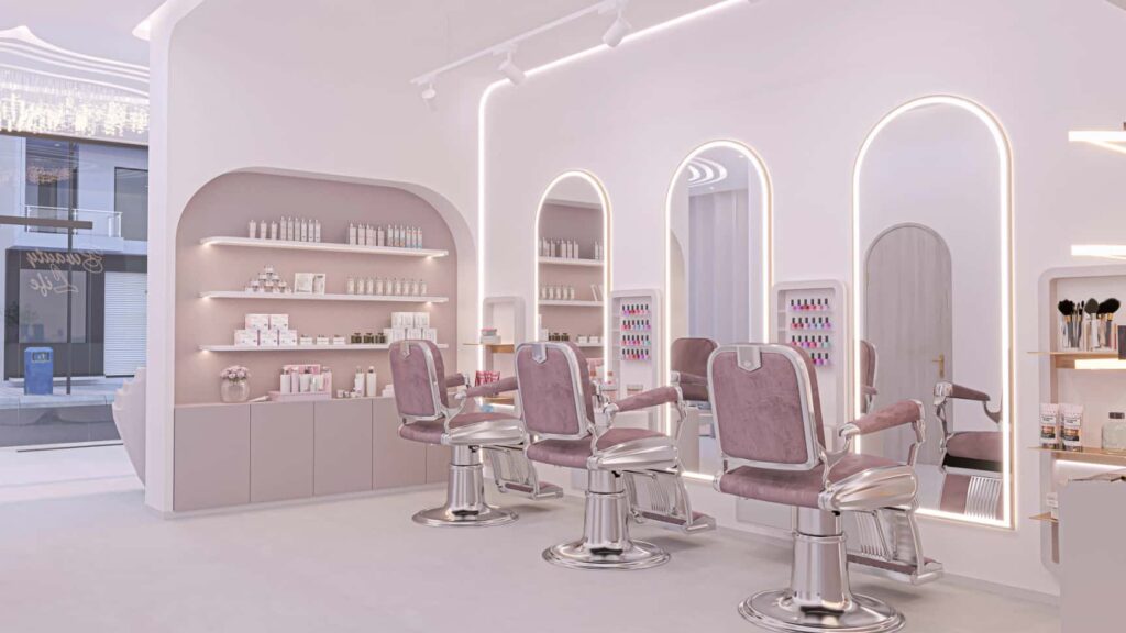 Elegant Blush Salon Furniture Fit-out Case