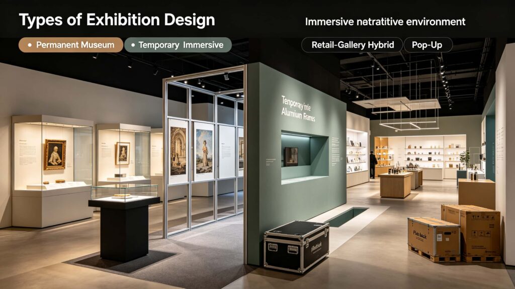 What are the different types of exhibition design?