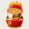 Giant french‑fries themed fiberglass snack kiosk, open dome food retail booth with LED branding Lexio Display for mall and amusement park