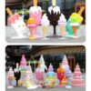 Large fiberglass ice cream popsicle cake sculpture set outdoor shopping mall candy theme decorative statues Lexio Display for commercial plaza summer event