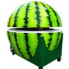 Giant watermelon shape fiberglass mobile serving cart with lifting dome top and wheels, tropical summer themed vending kiosk Lexio Display for beach park mall