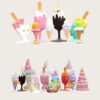 Large fiberglass ice cream popsicle cake sculpture set outdoor shopping mall candy theme decorative statues Lexio Display for commercial plaza summer event
