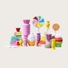 Bright colorful fiberglass candy lollipop cupcake sculpture set Lexio Display, outdoor sweet‑theme decorative statues for shopping mall plaza retail event decoration
