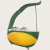 Giant corn‑cob fiberglass mobile food cart with large curved corn‑husk shade canopy, corn themed concession cart Lexio Display for fair and amusement park