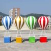 Bright striped fiberglass hot air balloon sculpture set with simulation basket base Lexio Display for shopping mall carnival theme outdoor commercial decorative props