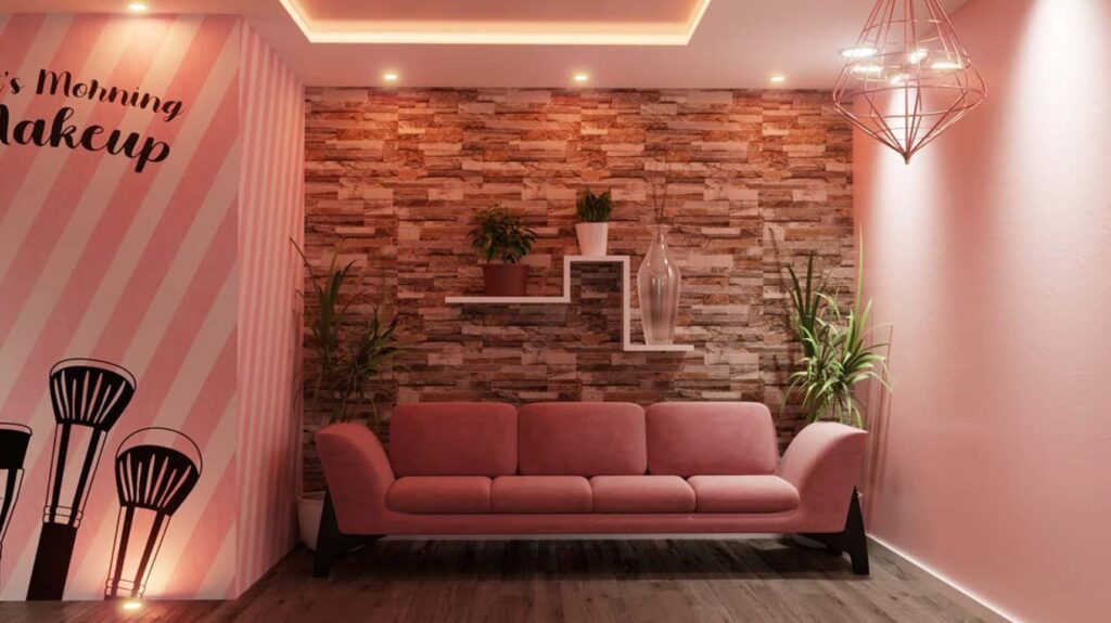 Pink Beauty Salon Interior Fit-out Case
