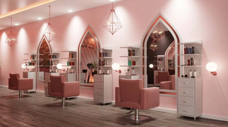 Custom Arched Mirror Salon Station Design