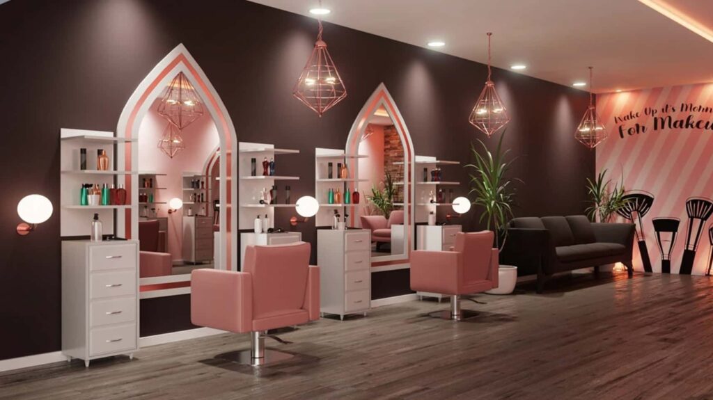 Stylish Pink Salon Furniture Installation