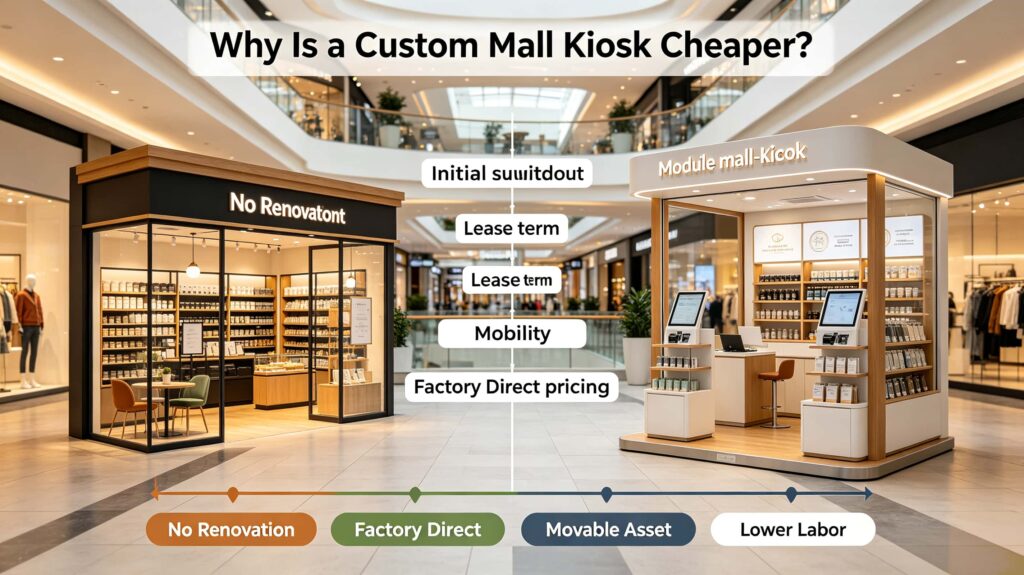 Why is a custom mall kiosk cheaper than a traditional store?