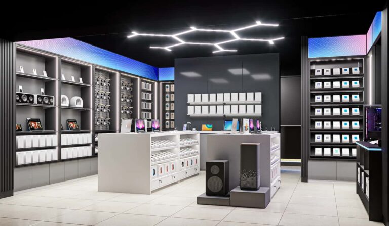 1. Custom Store Fixtures for Modern Electronics & Gadget Retail Shop