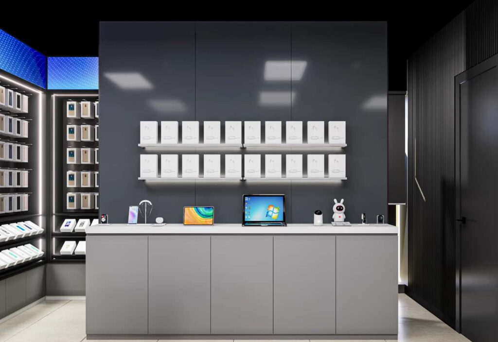 1. Showcase Design Ideas For Headphones, Speakers & Laptop Retail