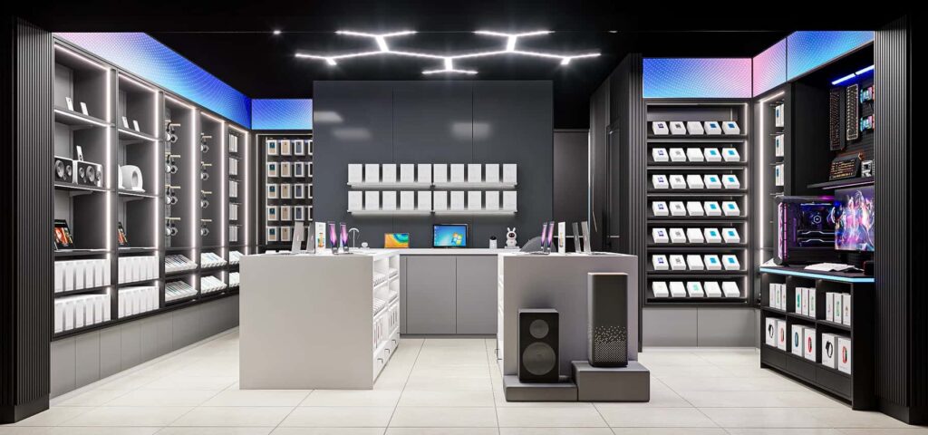1. Custom Retail Display Units for Gaming Gear & Consumer Electronics Store