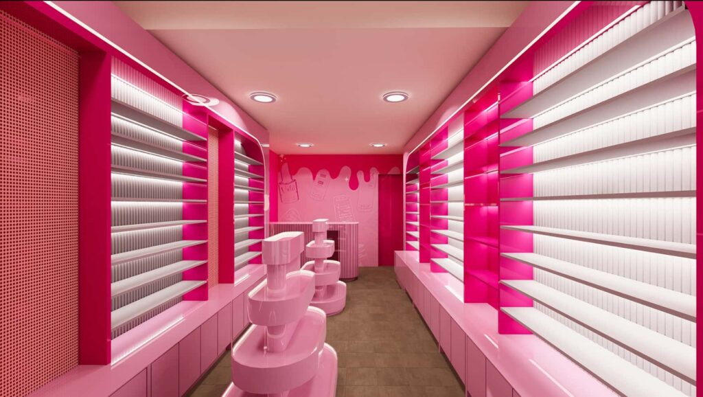 Wall Showcase Design for Nail Gel & Polish Retail Store