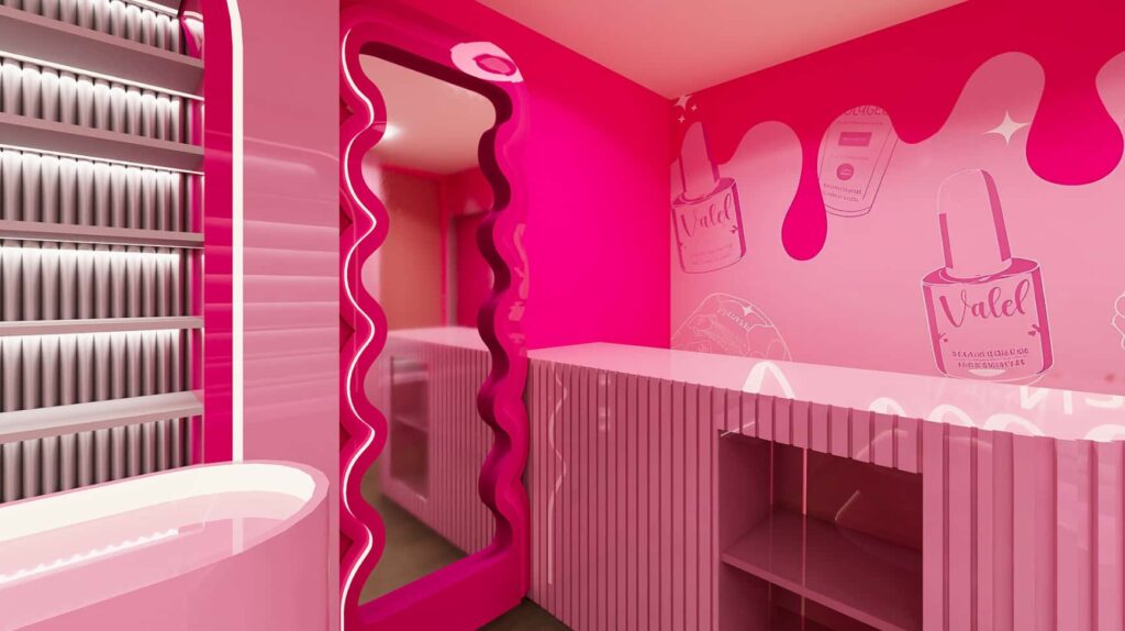 Curved Freestanding Display Stands for Nail Polish Shop