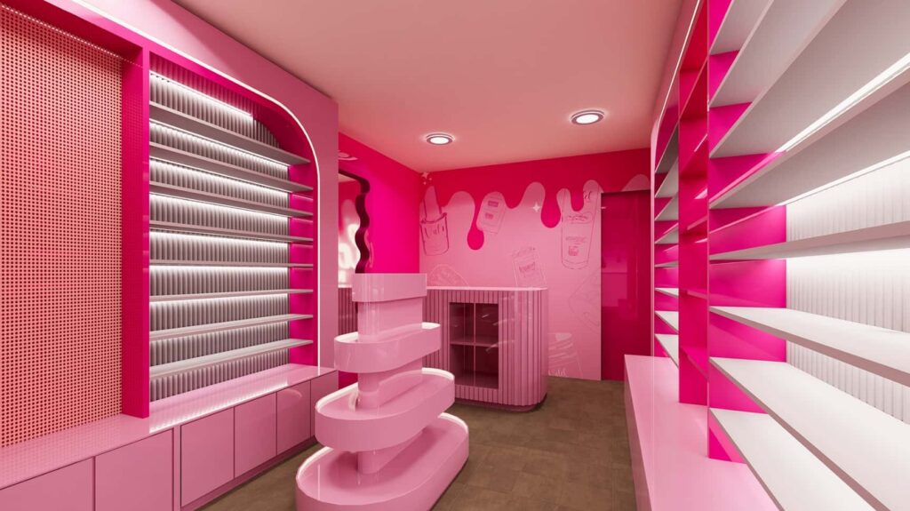 Custom LED Wall Display Shelves for Cosmetic Nail Store