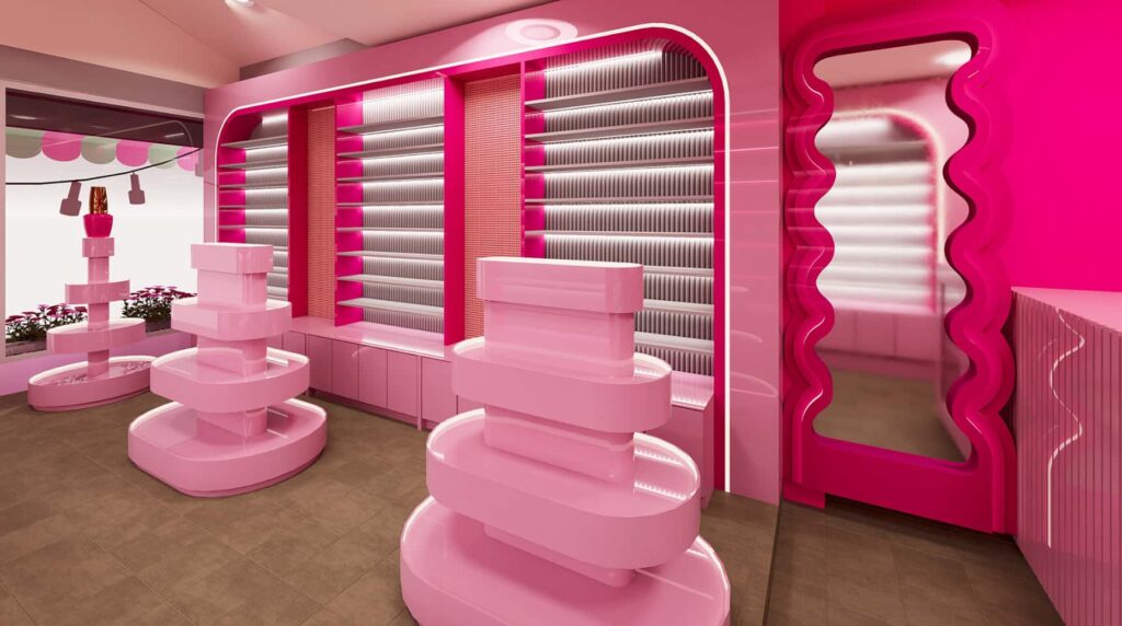 Bold Pink Nail Polish Retail Shop Interior Design Project