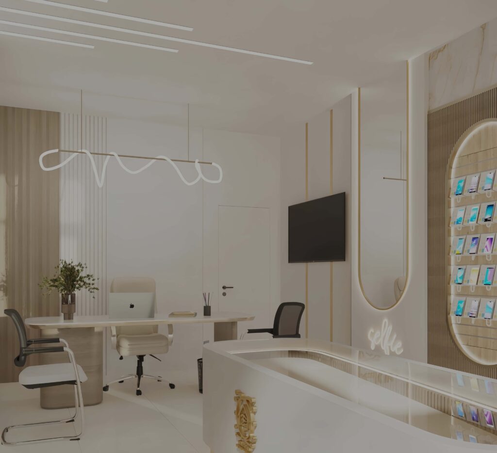 1. Light Luxury Mobile Accessory Shop Interior Design Case