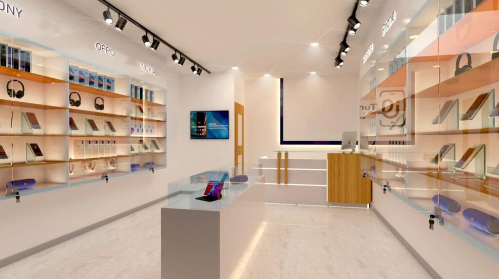 1. Retail Counter Design For Mobile Accessories Shop