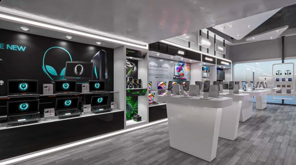 Custom Store Fixtures for Gaming Tech Retail