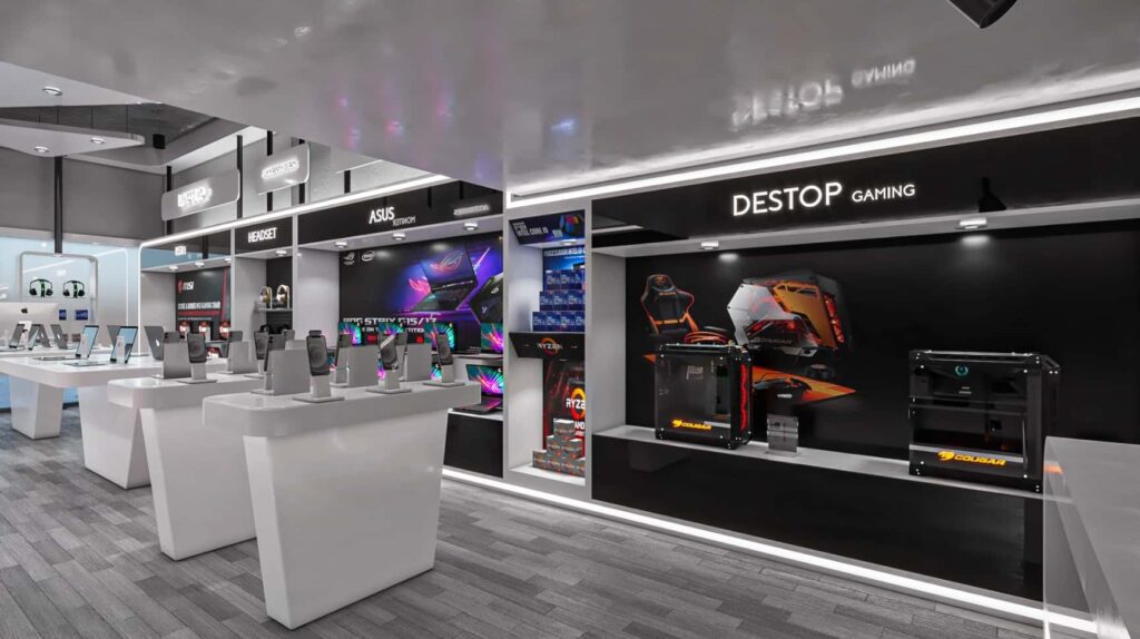 Modern Gaming Computer Store Interior Design Case