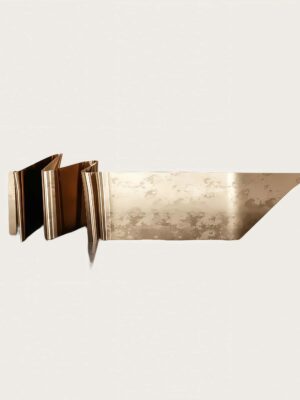 reception desk (43) Origami‑style folded metal irregular luxury reception desk, artistic lobby front counter Lexio Display for modern high‑end commercial interior