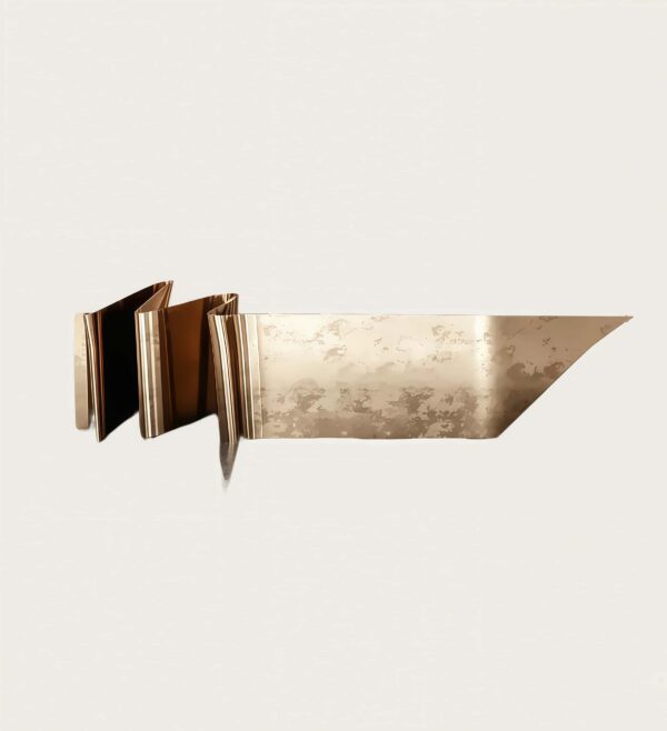 Origami‑style folded metal irregular luxury reception desk, artistic lobby front counter Lexio Display for modern high‑end commercial interior