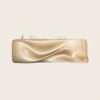 reception desk (46) Glossy champagne gold organic fluid wave sculptural reception desk, multi‑workstation lobby counter Lexio Display for modern luxury lobby interior