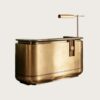 reception desk (5) Antique brass rounded luxury reception desk with marble top, metal hotel lobby front counter Lexio Display for high‑end commercial interior fit‑out