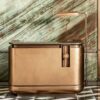 reception desk (6) Antique brass rounded luxury reception desk with marble top, metal hotel lobby front counter Lexio Display for high‑end commercial interior fit‑out
