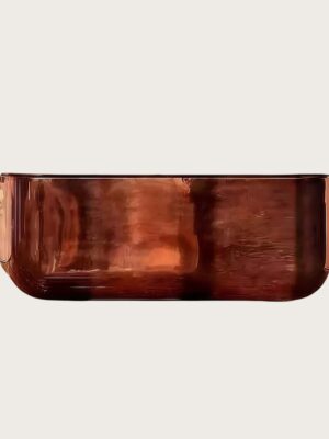 reception desk (62) Hammered bronze curved luxury reception desk, solid metal hotel lobby front counter by Lexio Display for high‑end commercial interior