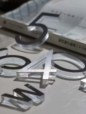 Metallic three-dimensional stainless steel with silver crystal letters Custom Acrylic 3D Logo Sign