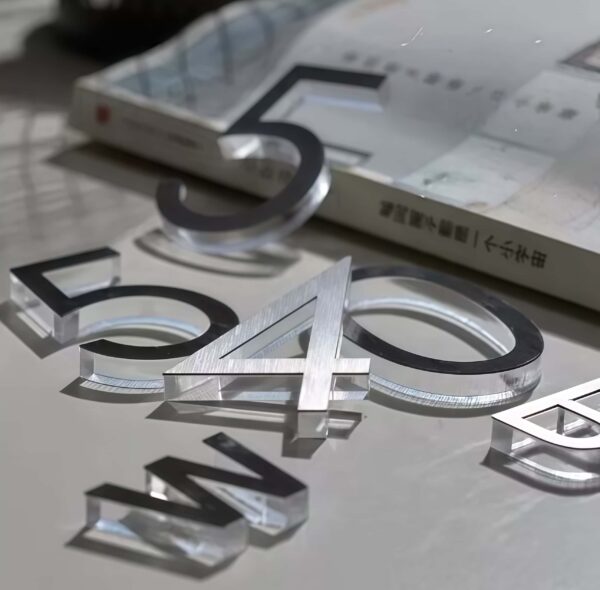 Custom Acrylic 3D Logo Sign (3) Metallic three-dimensional stainless steel with silver crystal letters Custom Acrylic 3D Logo Sign