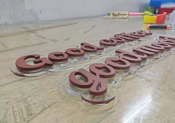Custom Painted 3D Acrylic Letters Sign, Solid Matte Color Acrylic 3D Logo for Coffee Shop, Reception Wall Branding