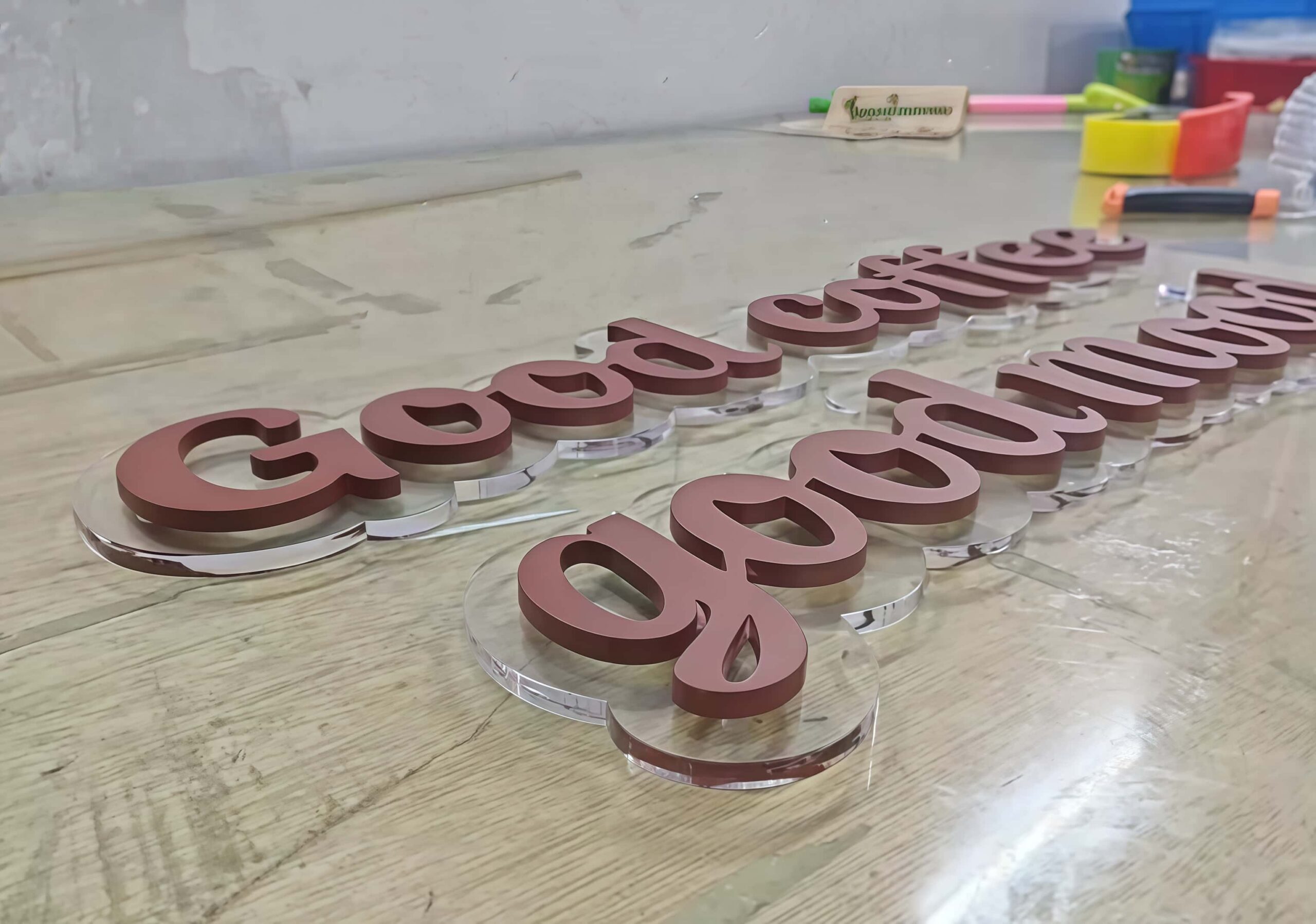 Custom Painted 3D Acrylic Letters Sign, Solid Matte Color Acrylic 3D Logo for Coffee Shop, Reception Wall Branding