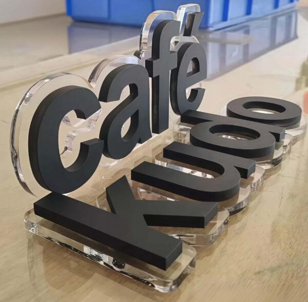 Custom Painted 3D Acrylic Letters Sign, Solid Matte Color Acrylic 3D Logo for Coffee Shop, Reception Wall Branding