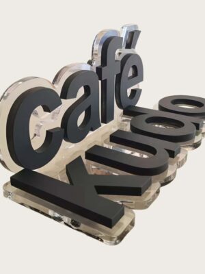 Custom Painted 3D Acrylic Letters Sign (4) Custom Painted 3D Acrylic Letters Sign, Solid Matte Color Acrylic 3D Logo for Coffee Shop, Reception Wall Branding