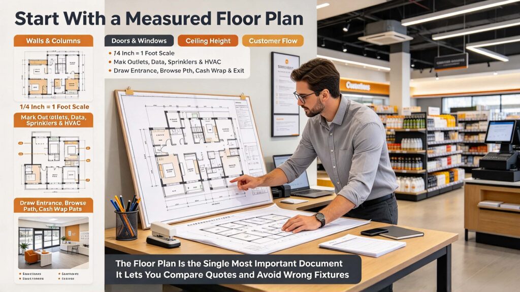 Start With a Measured Floor Plan, Not a Fixture Catalog