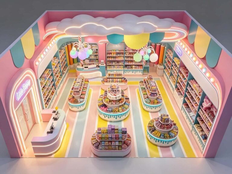 Why Not Elevate Your Candy Shop With Drip‑Style Display Counters & Cloud‑Themed Design