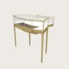 Luxury open‑top glass jewellery showcase slim tapered golden metal legs retail fixture Lexio Display`